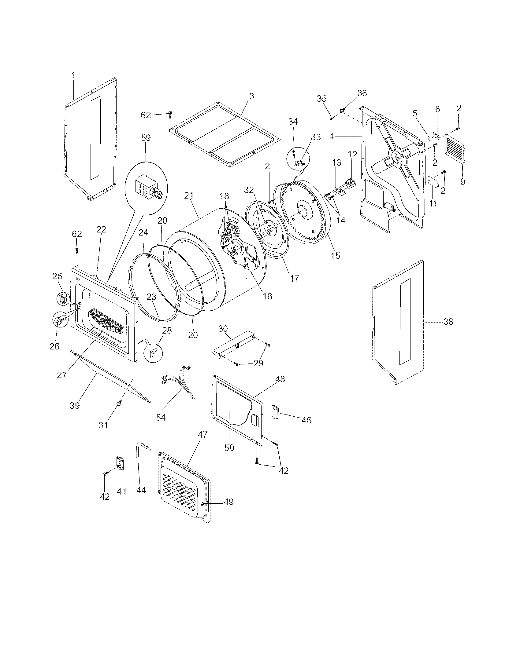 Upper cabinet/drum heater