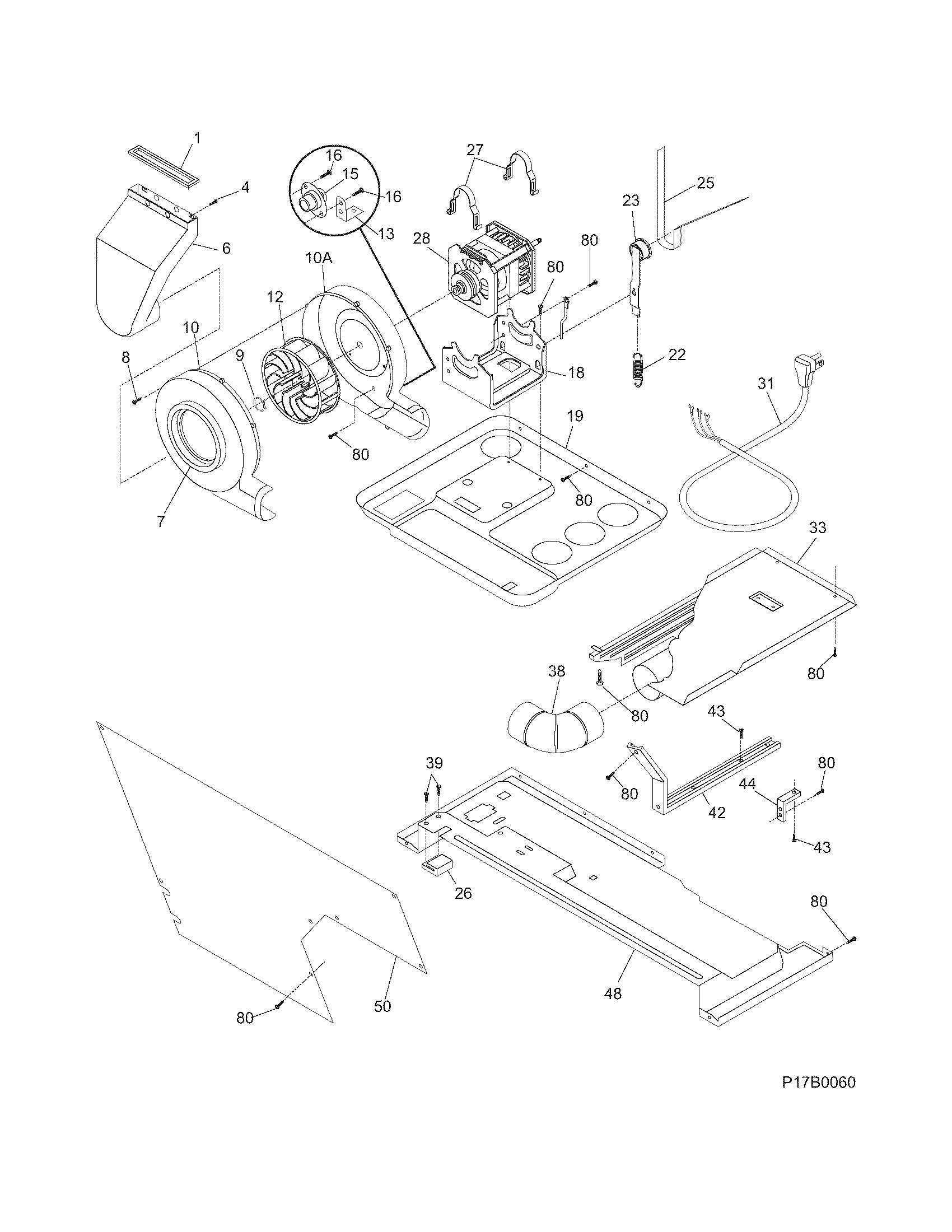Motor/blower/belt