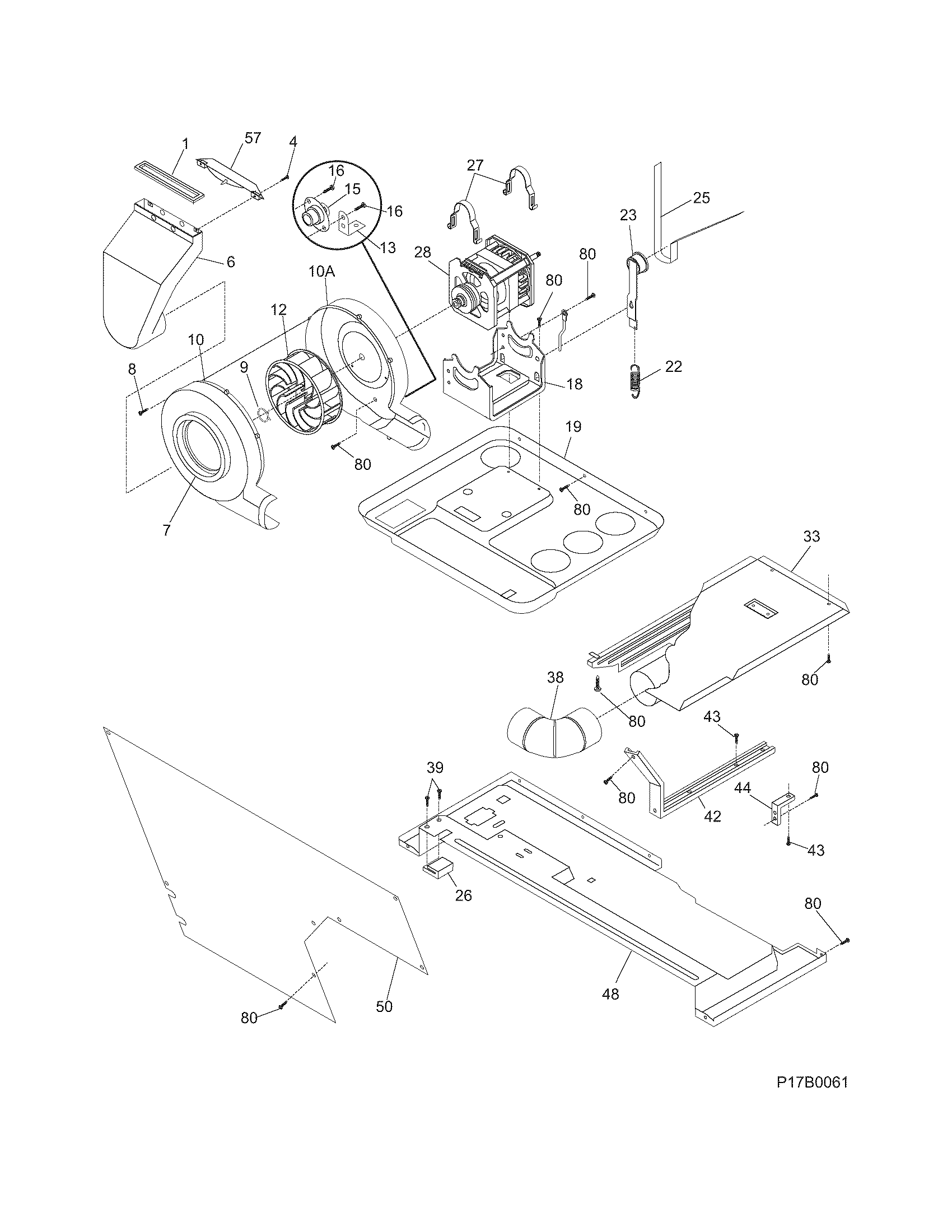 Motor/blower/belt