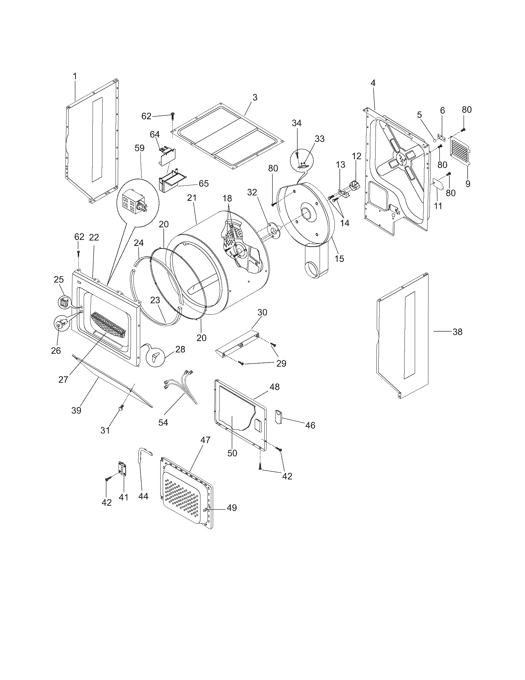 Upper cabinet/drum heater