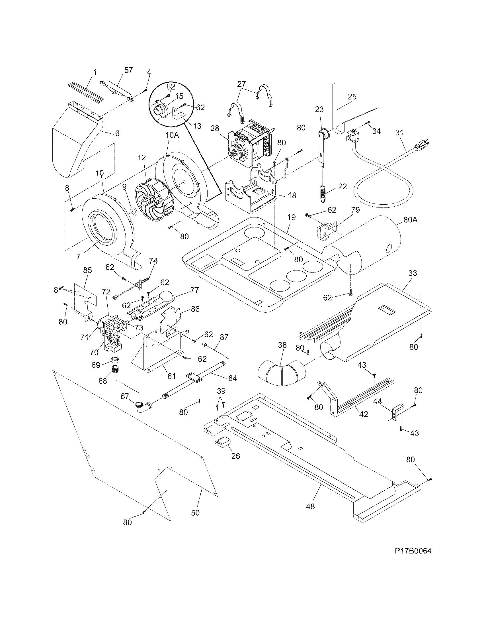 Motor/blower/belt