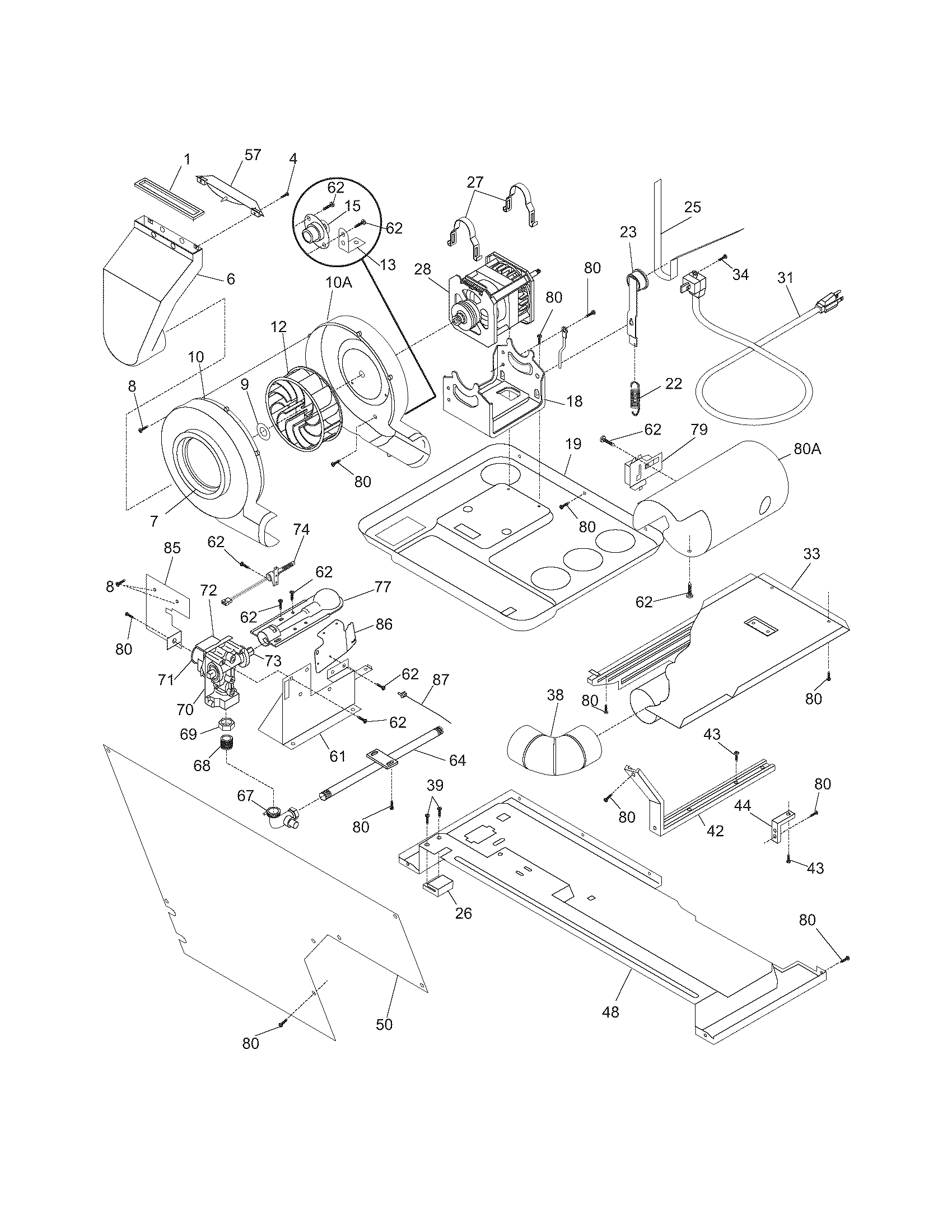 Motor/blower/belt