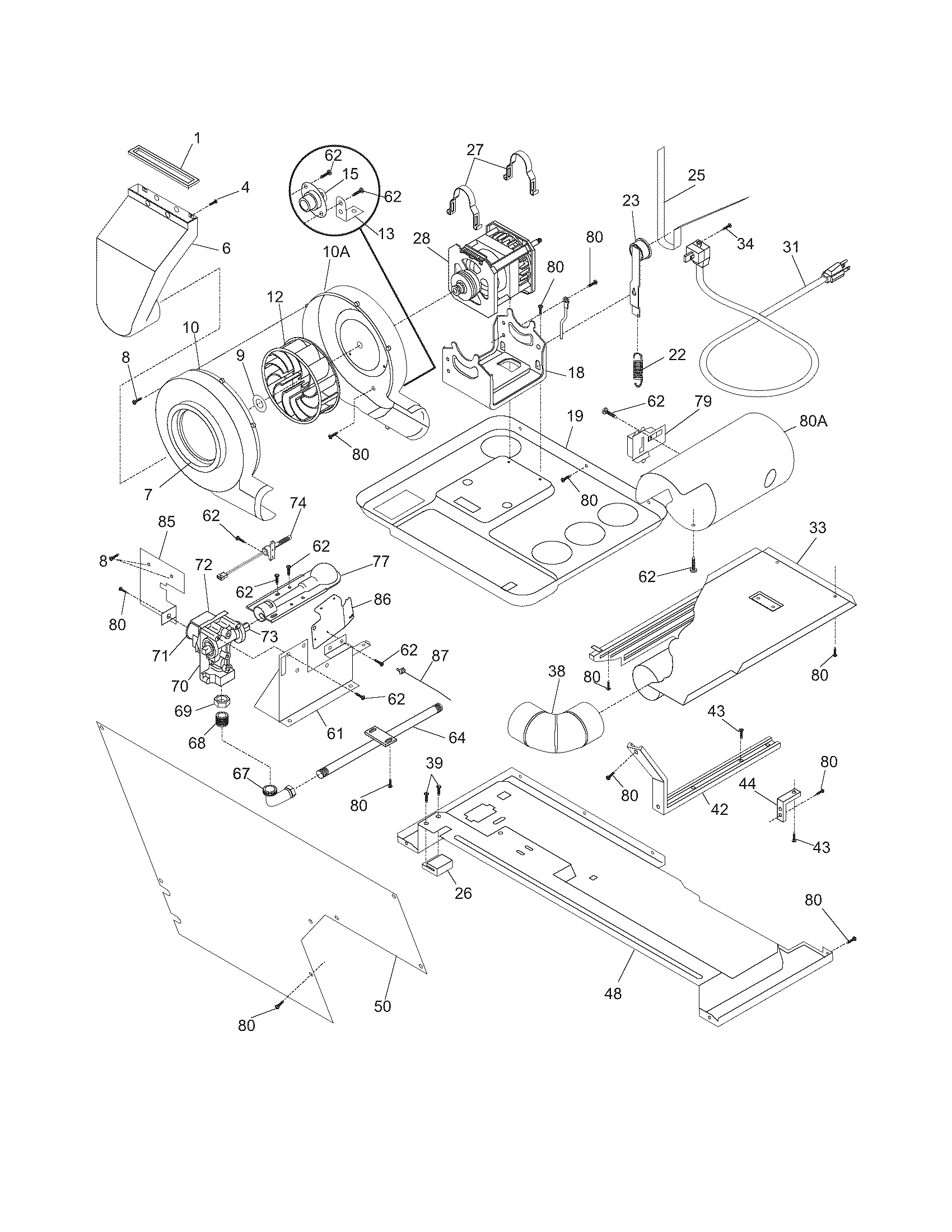 Motor/blower/belt