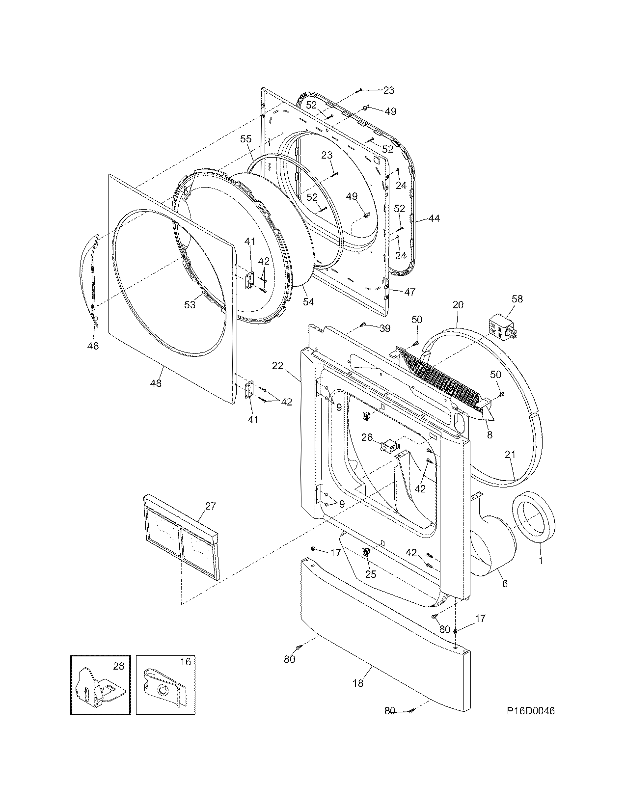Front panel/lint filter