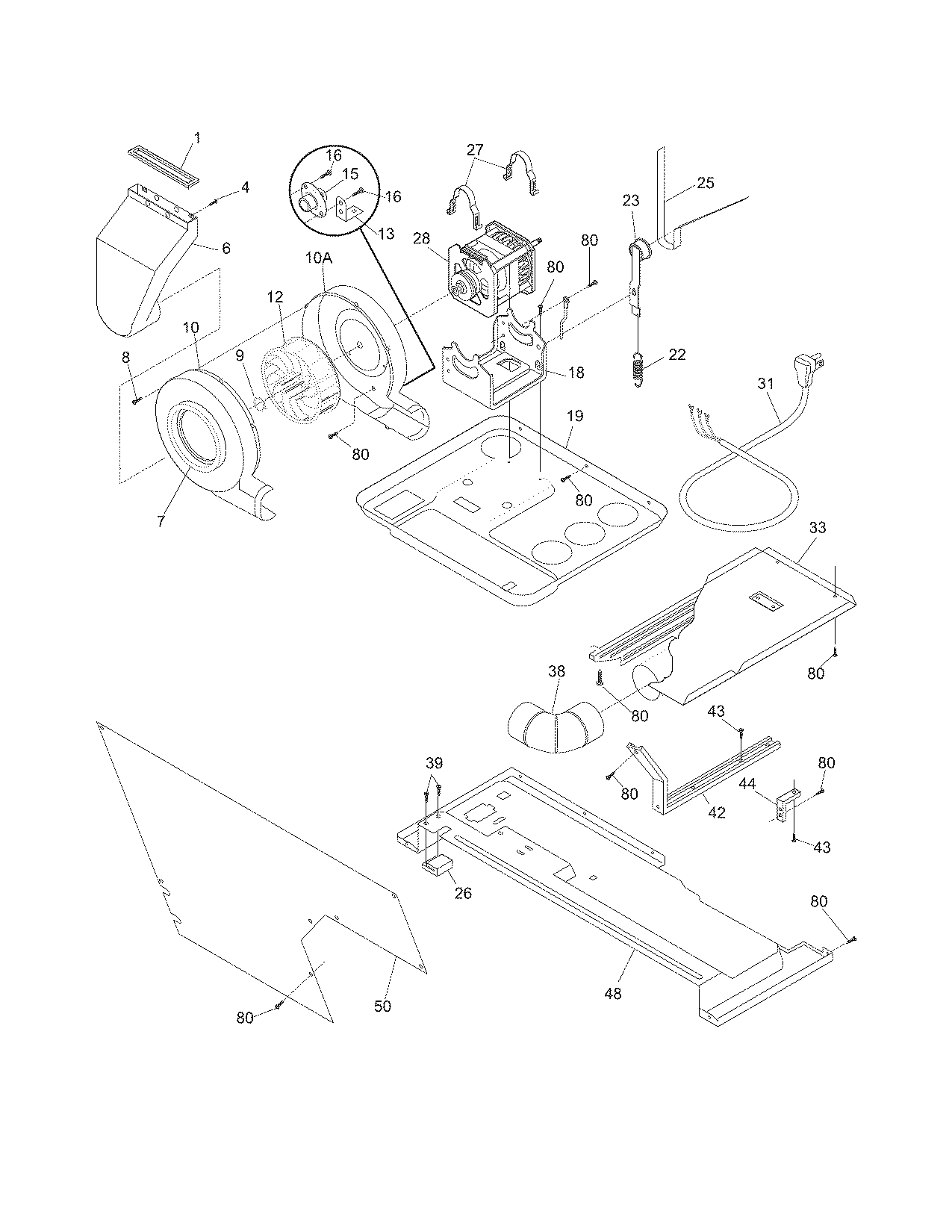Motor/blower/belt