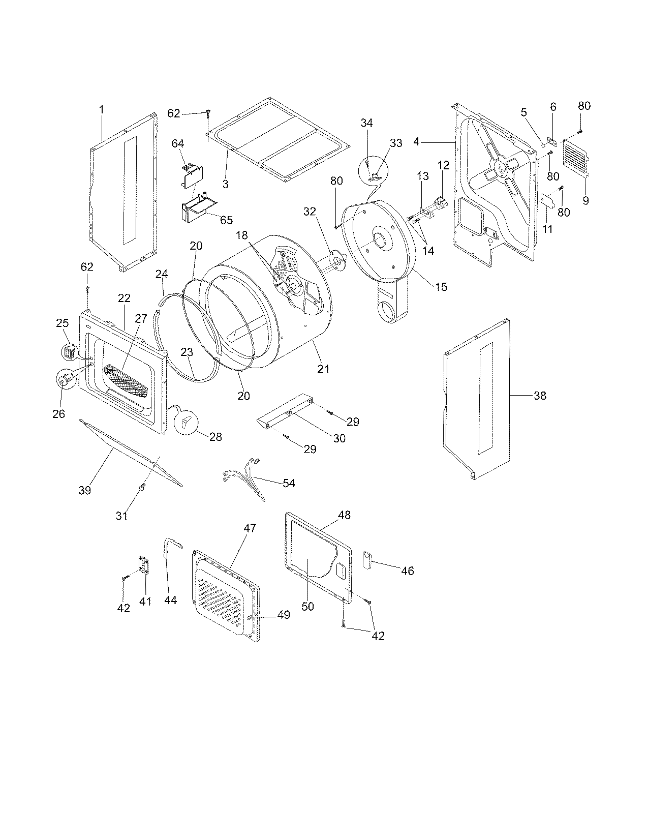 Upper cabinet/drum heater