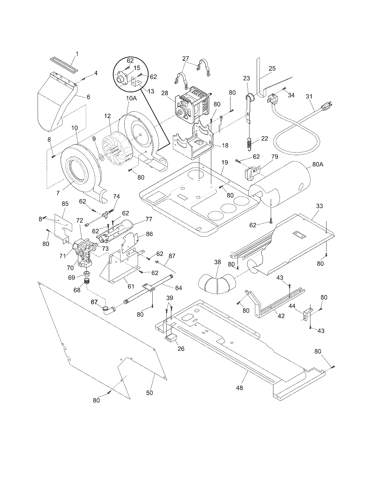 Motor/blower/belt