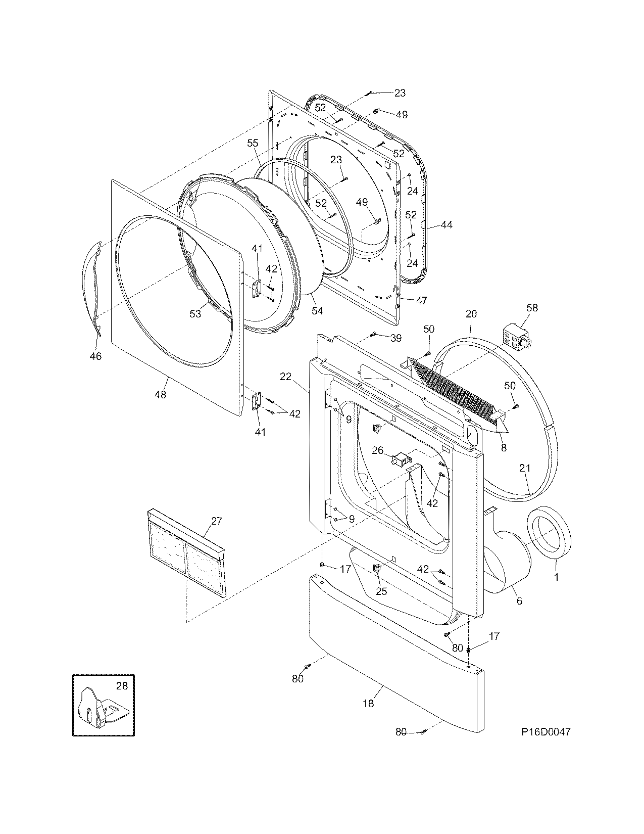 Front panel/lint filter