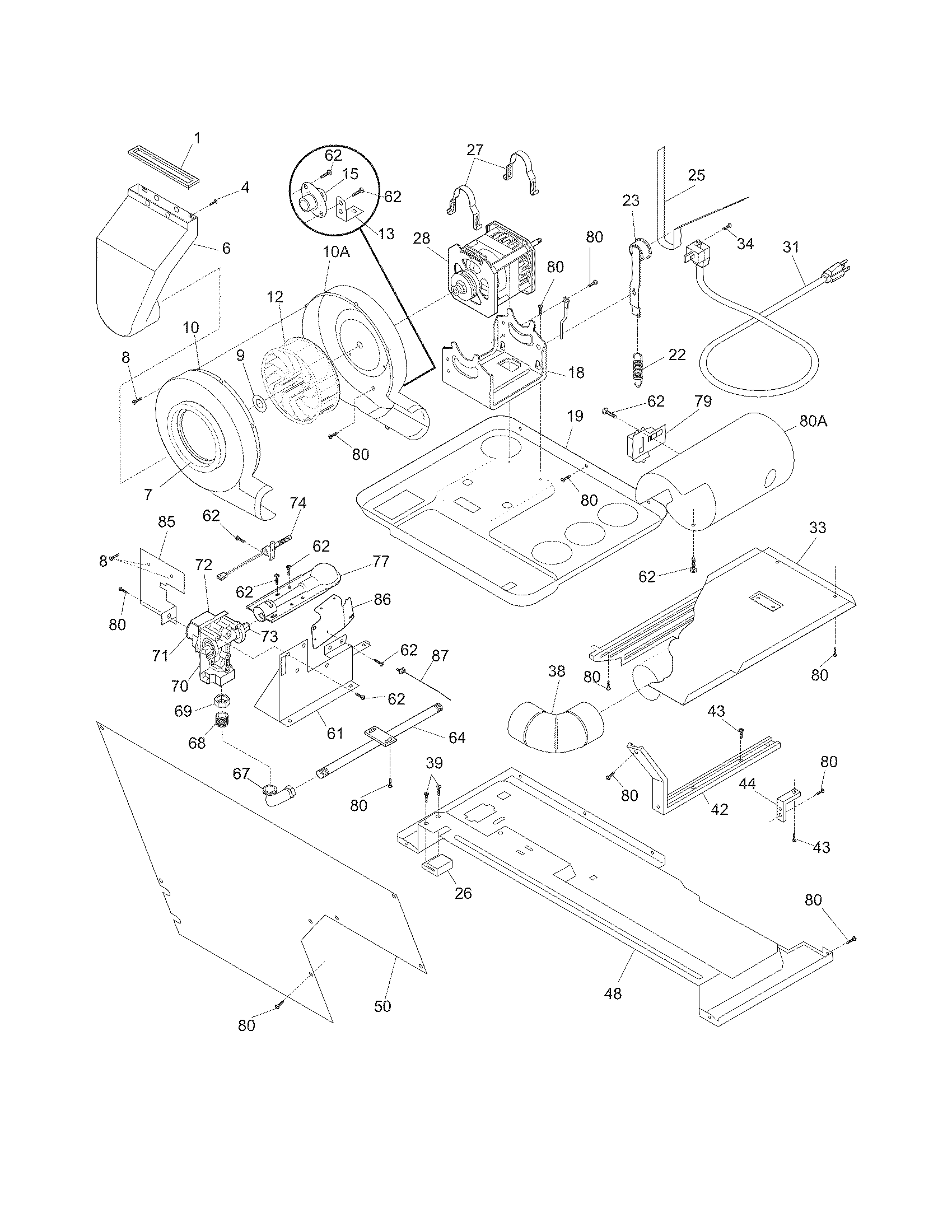 Motor/blower/belt
