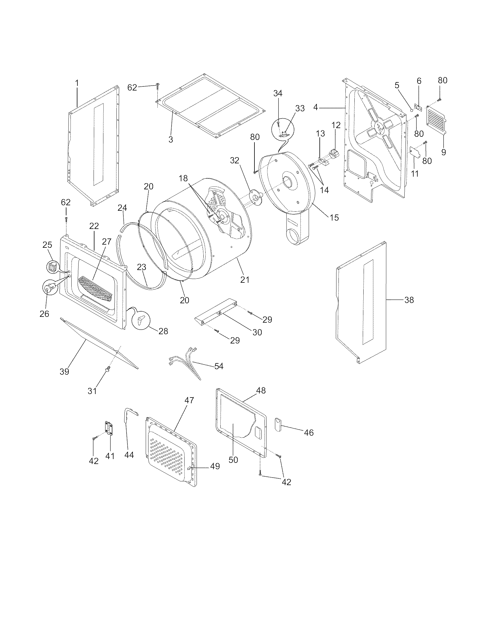 Upper cabinet/drum heater