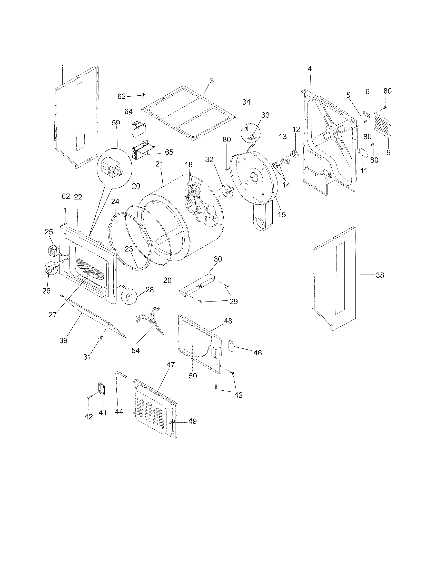 Upper cabinet/drum heater