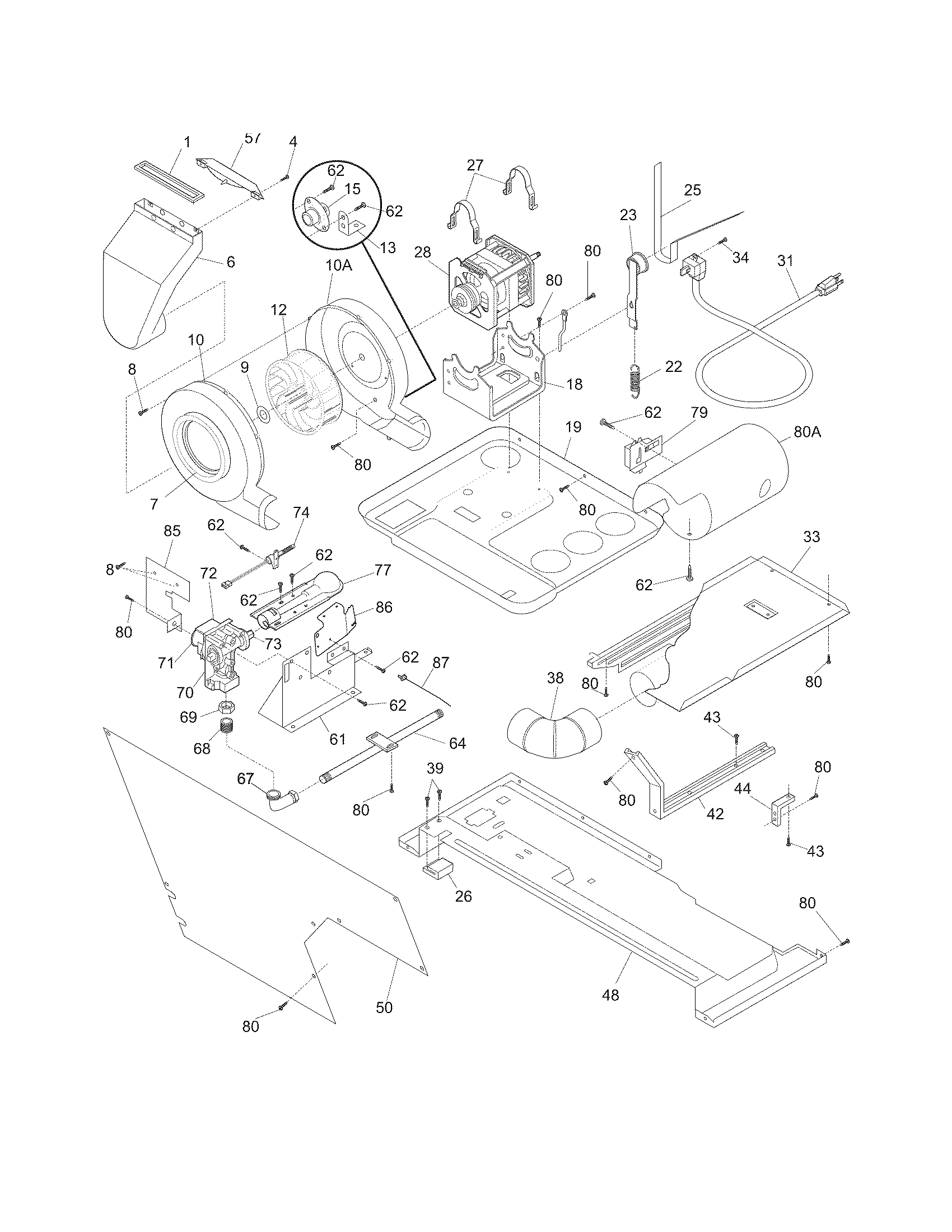 Motor/blower/belt