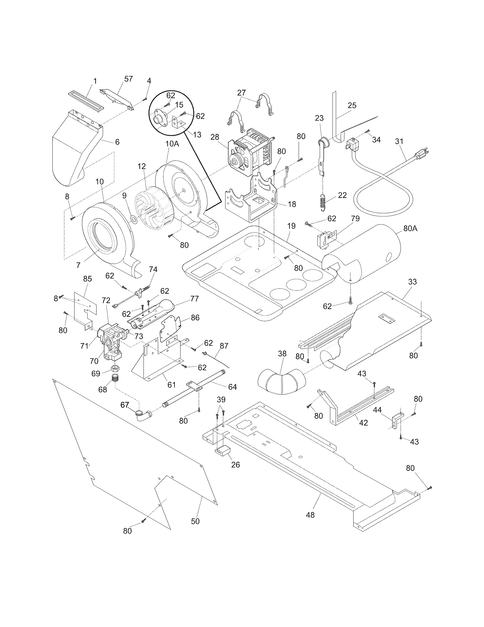 Motor/blower/belt