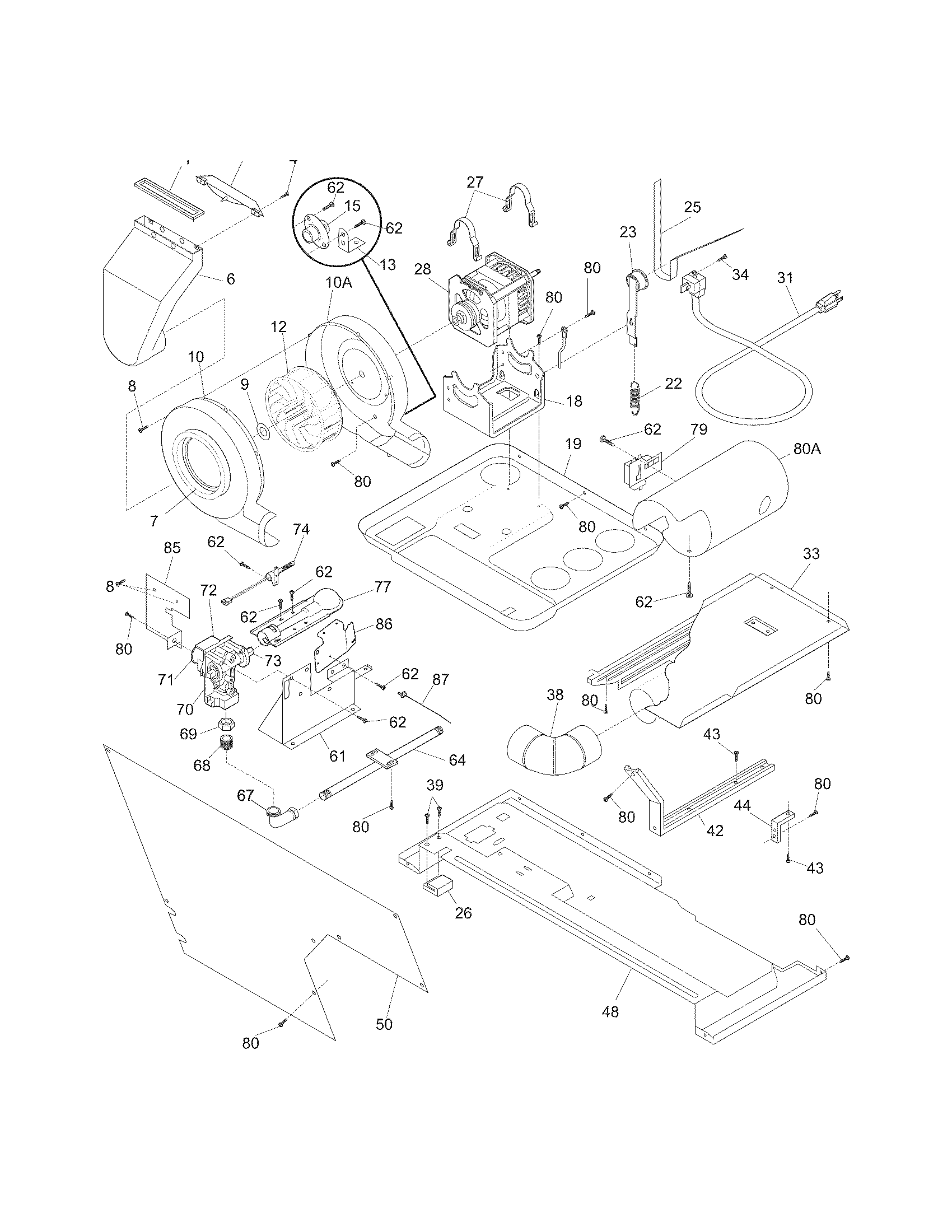 Motor/blower/belt