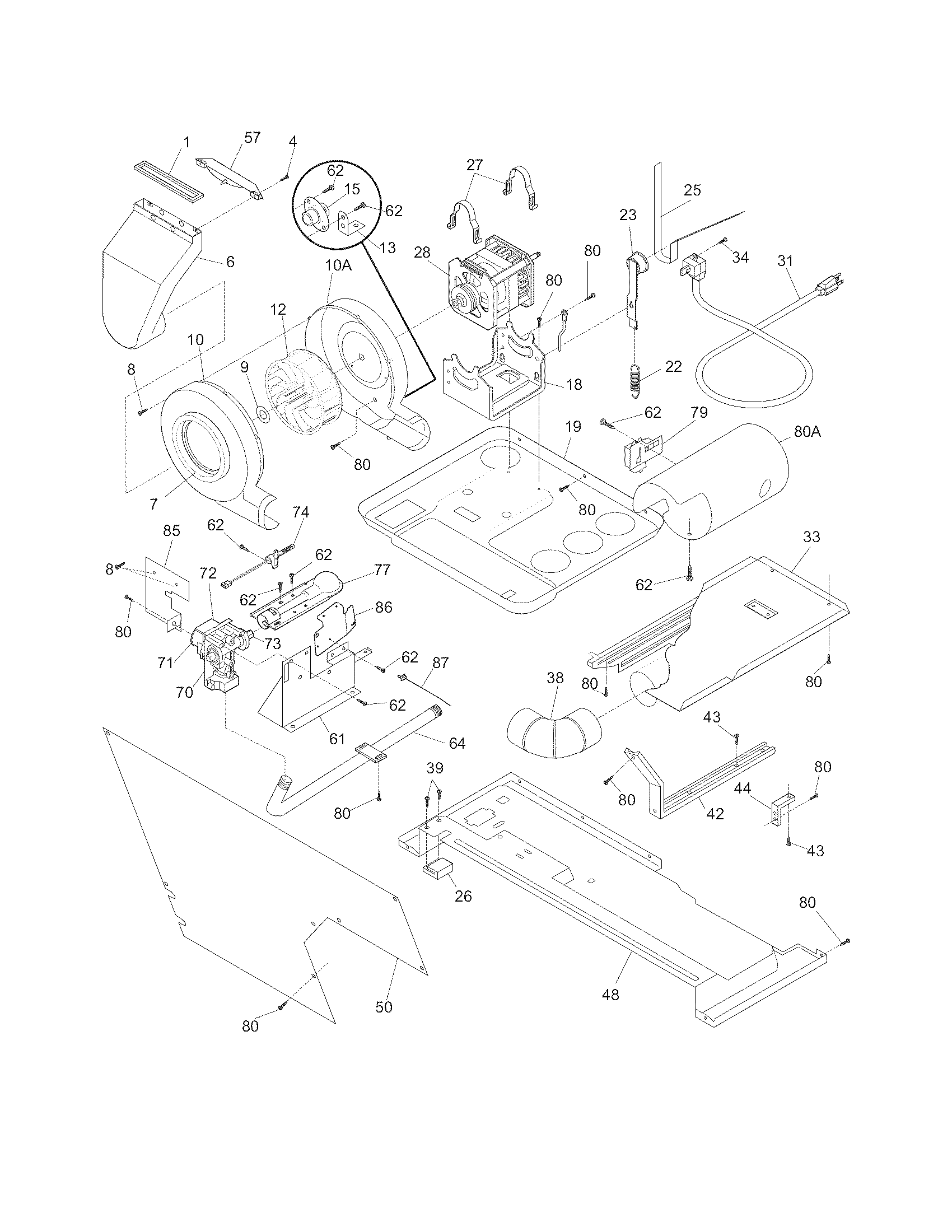 Motor/blower/belt