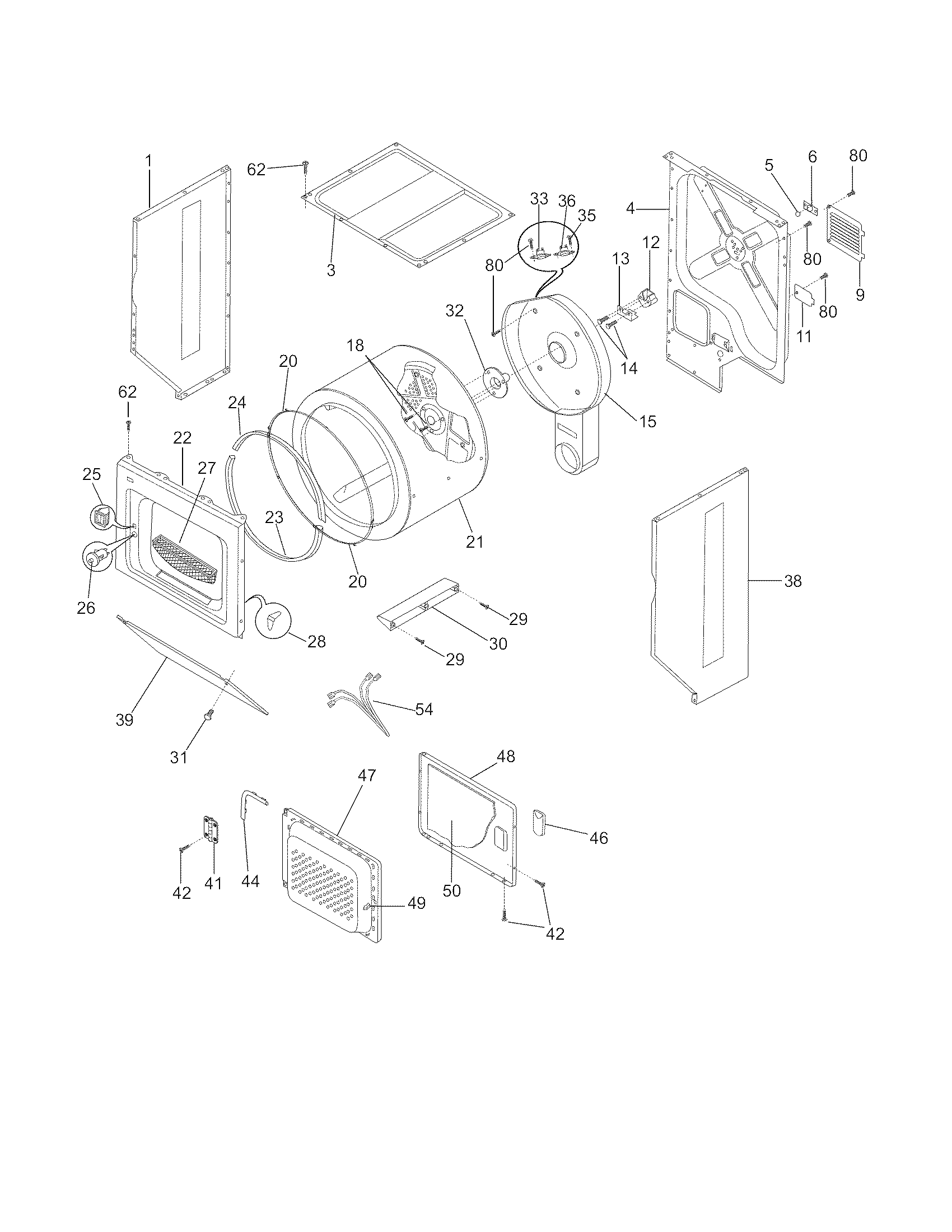 Upper cabinet/drum heater