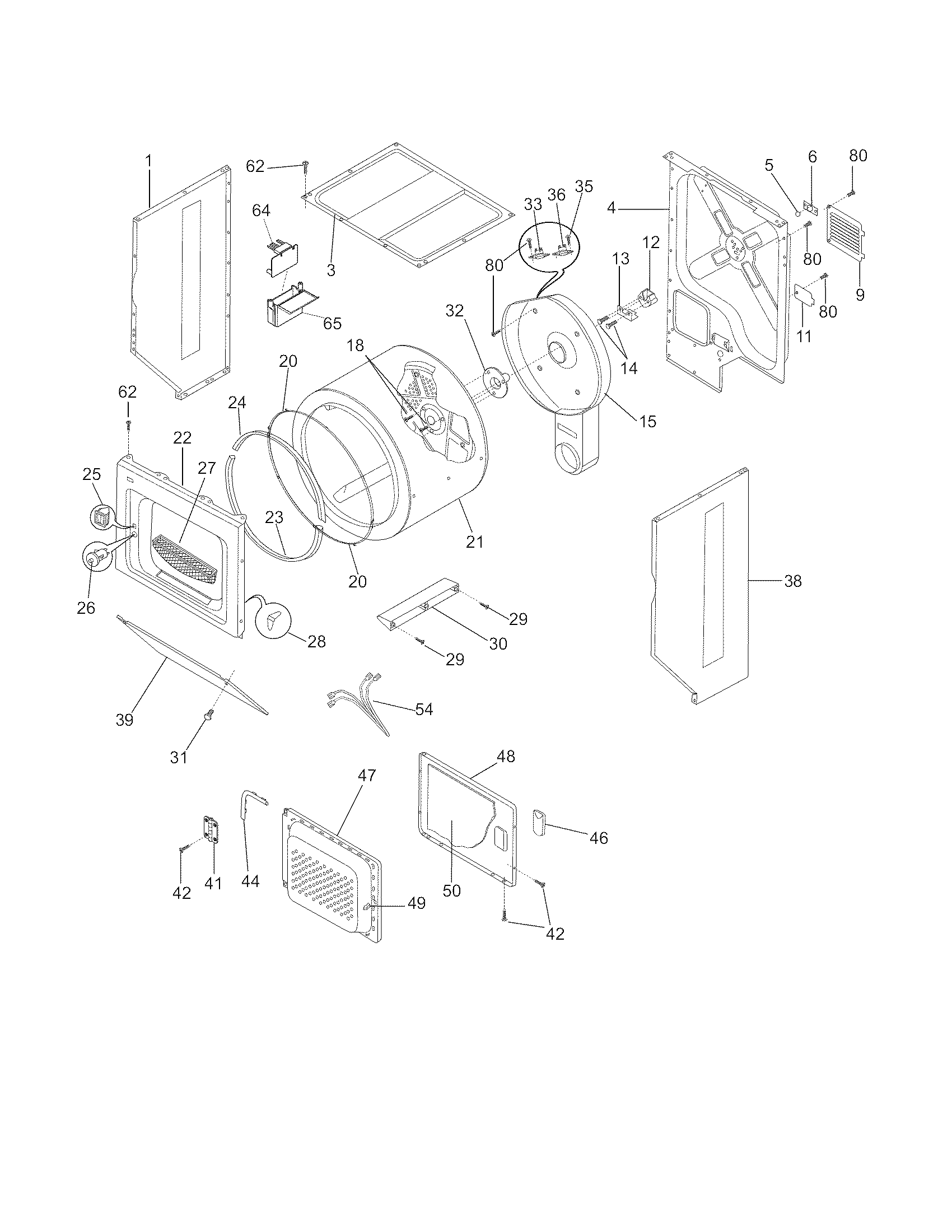 Upper cabinet/drum heater