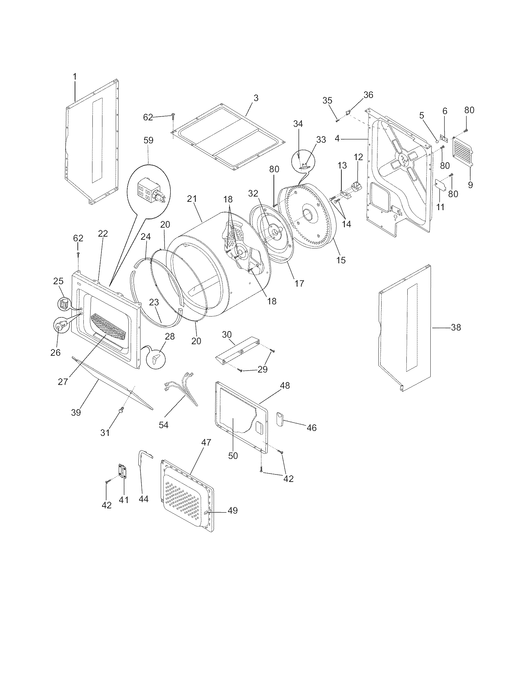 Upper cabinet/drum heater