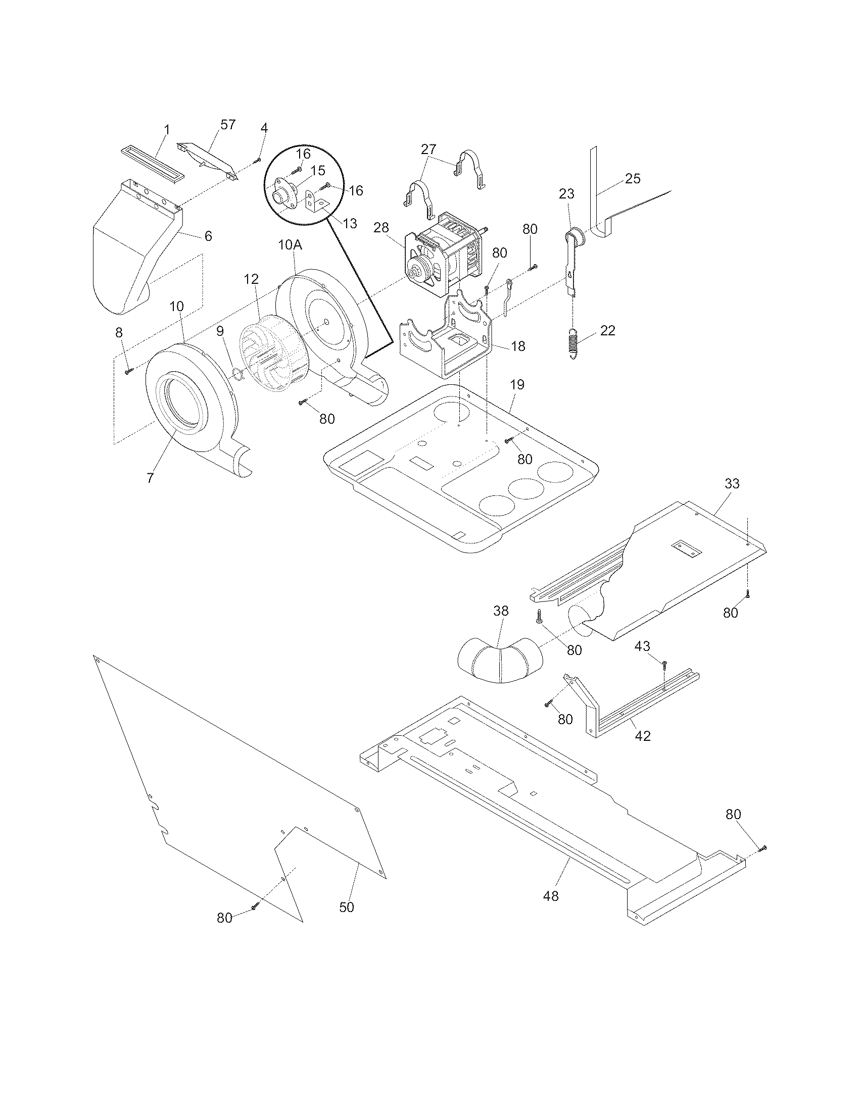 Motor/blower/belt