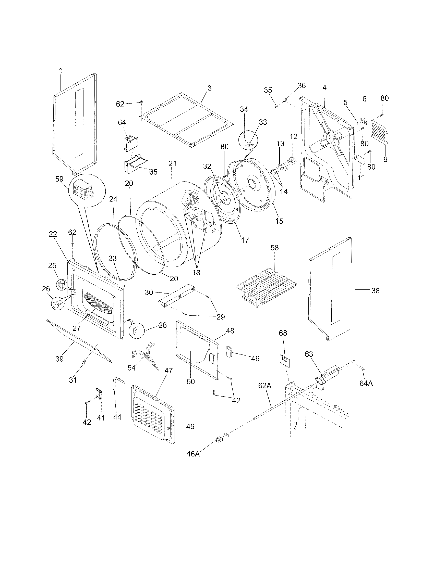 Upper cabinet/drum heater