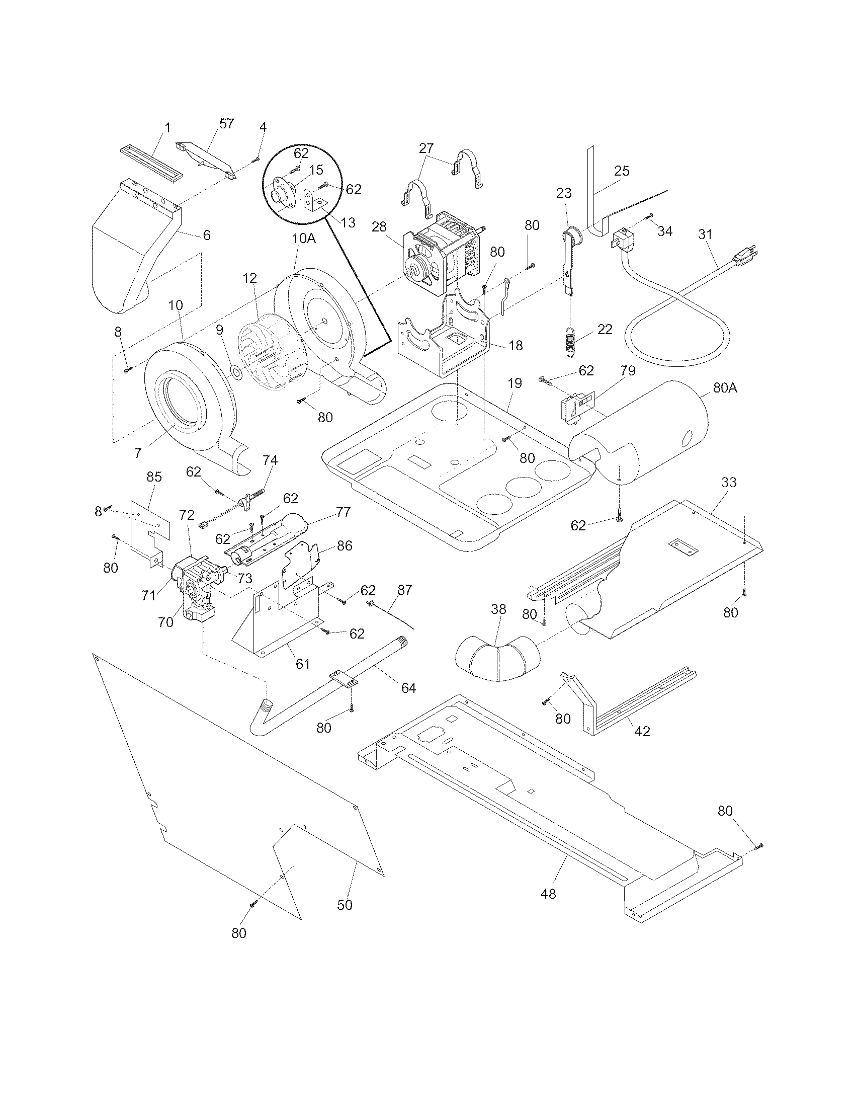 Motor/blower/belt