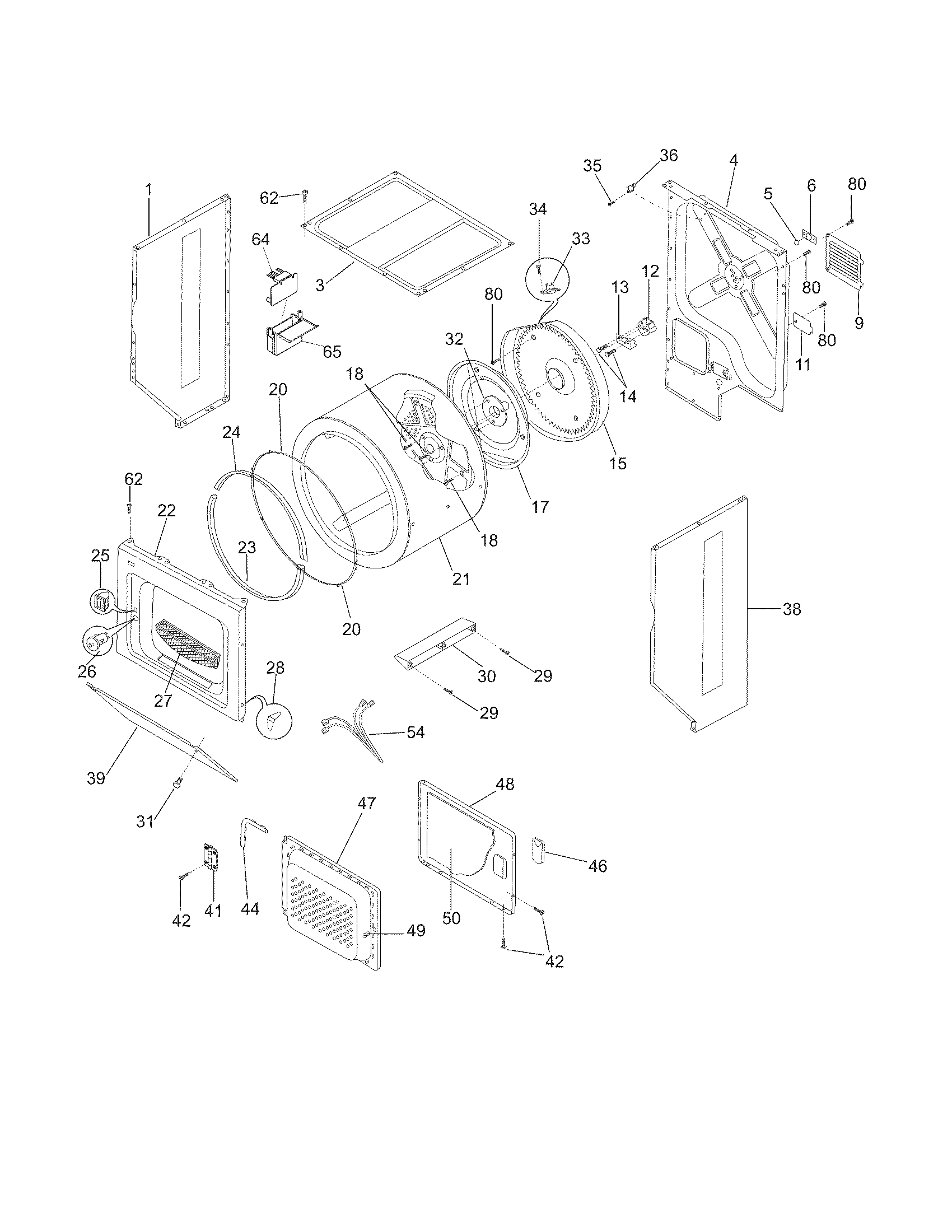 Upper cabinet/drum heater