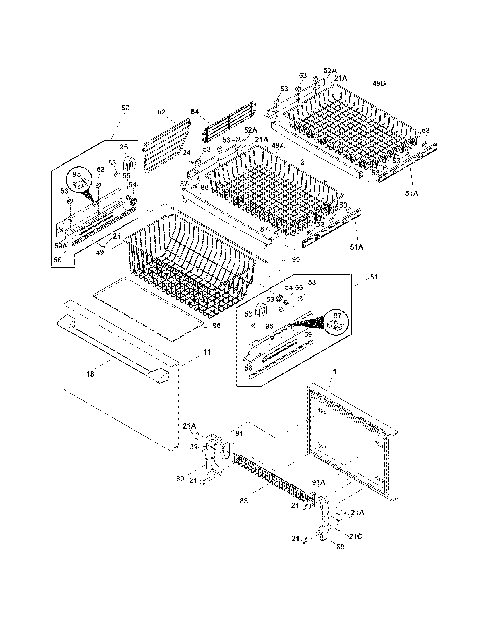 Freezer drawer,baskets