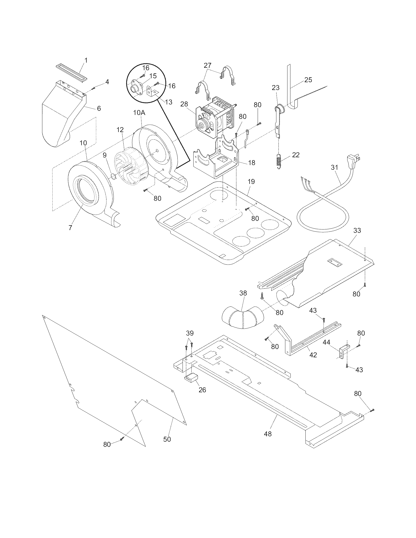 Motor/blower/belt