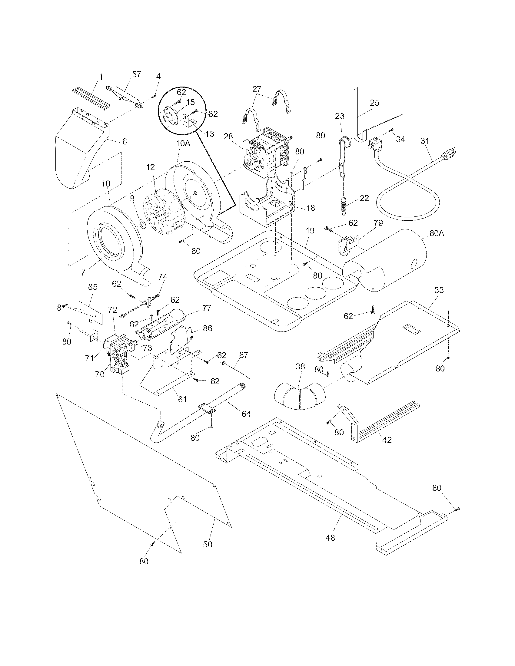 Motor/blower/belt
