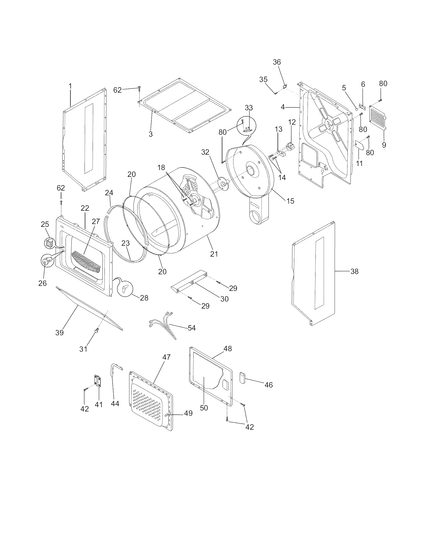 Upper cabinet/drum heater