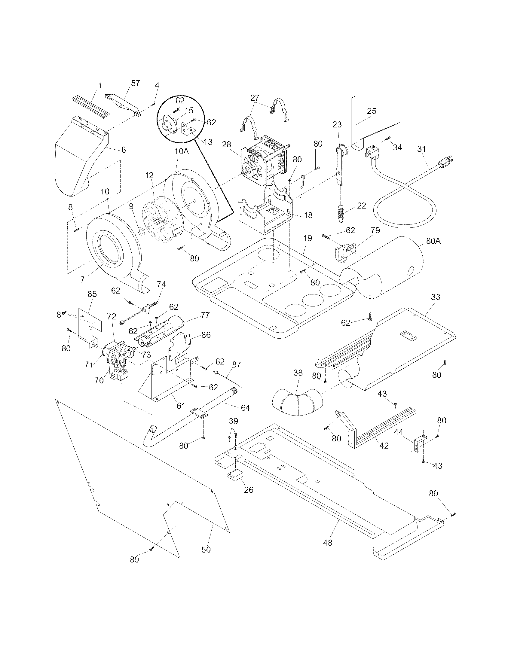 Motor/blower/belt
