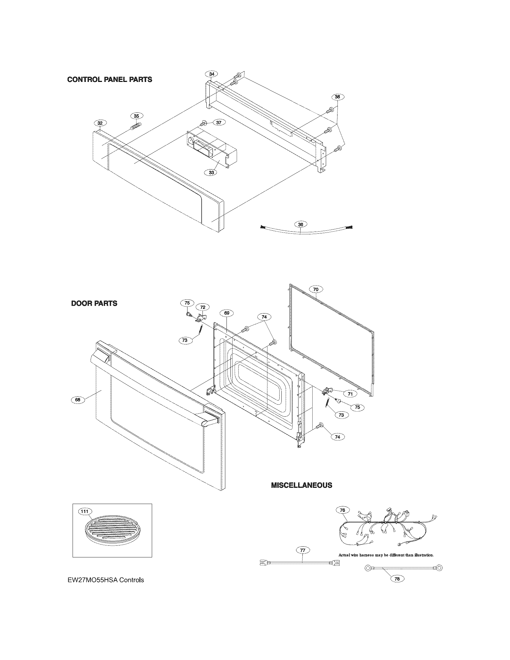 Control panel/door/miscellaneous