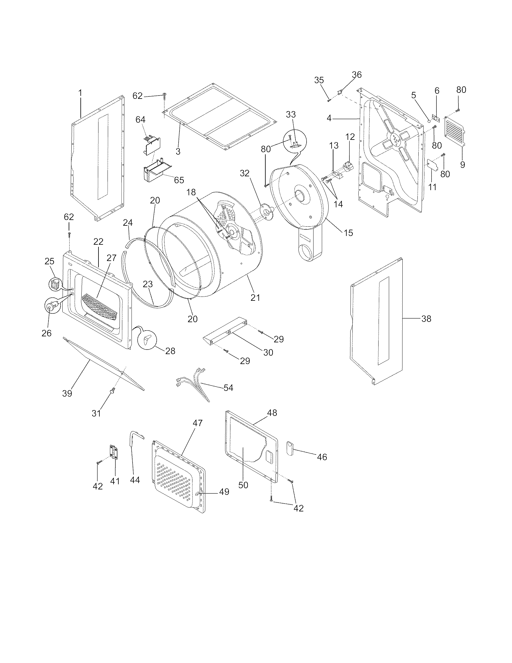 Upper cabinet/drum heater