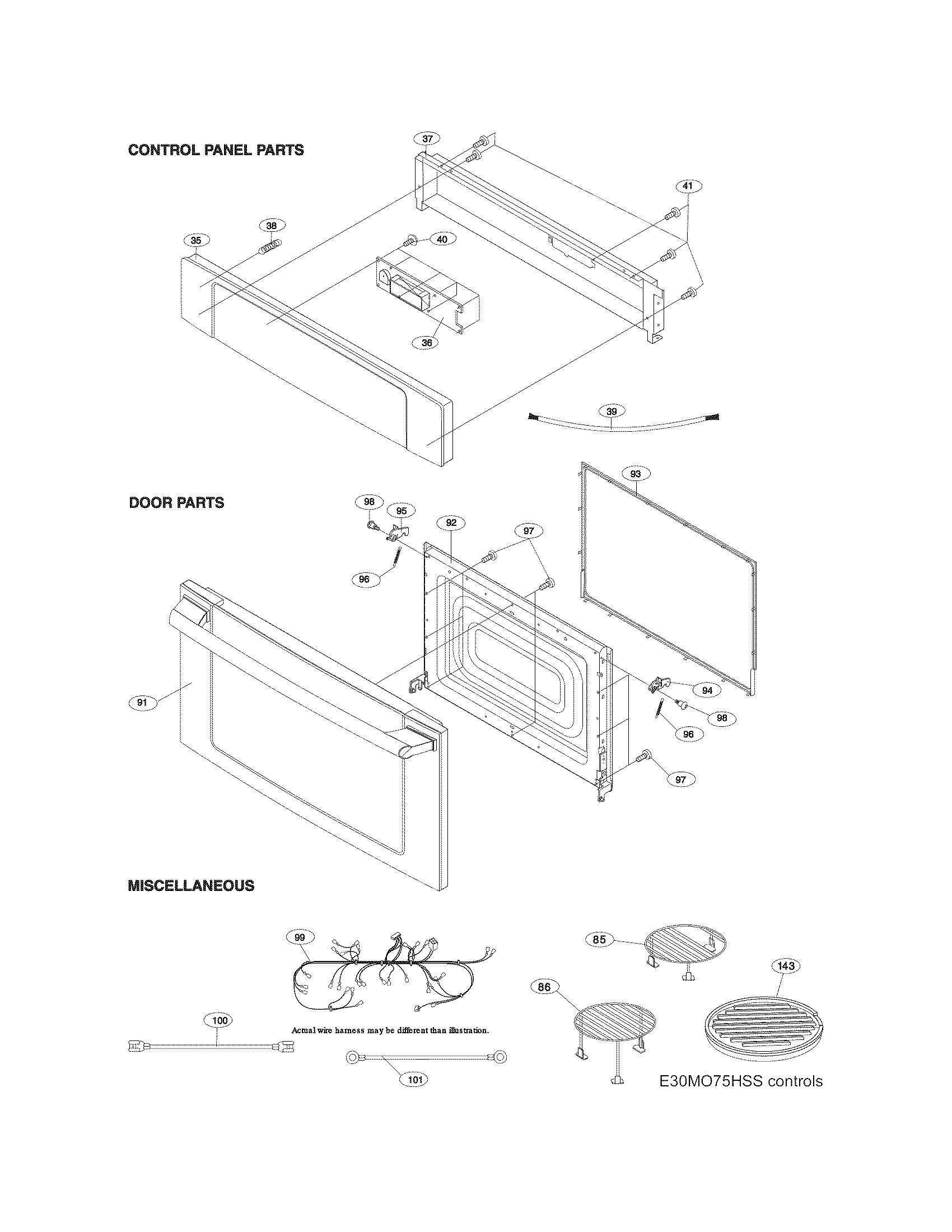 CONTROL PANEL, DOOR, MISCELLANEOUS