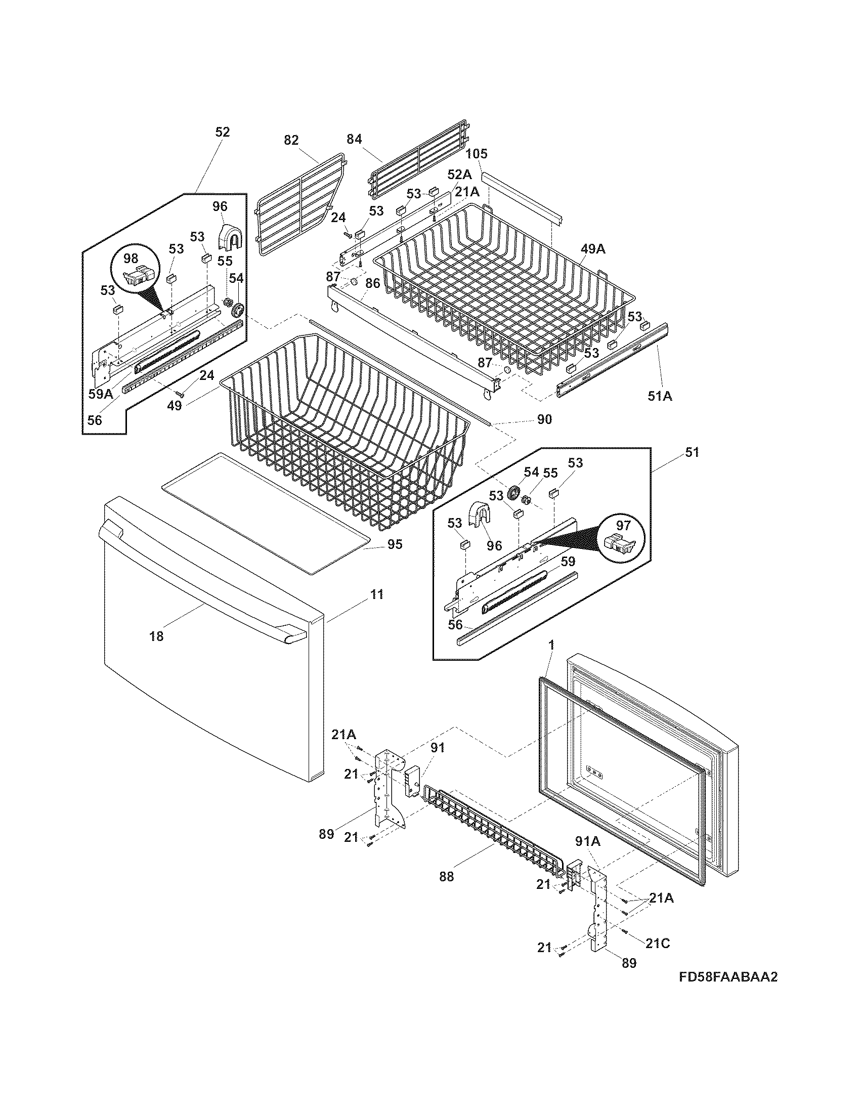Freezer drawer - basket