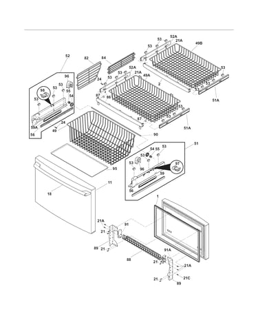 Freezer drawer, baskets
