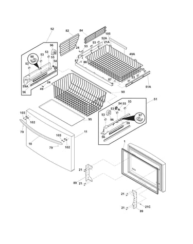 Freezer drawer, baskets