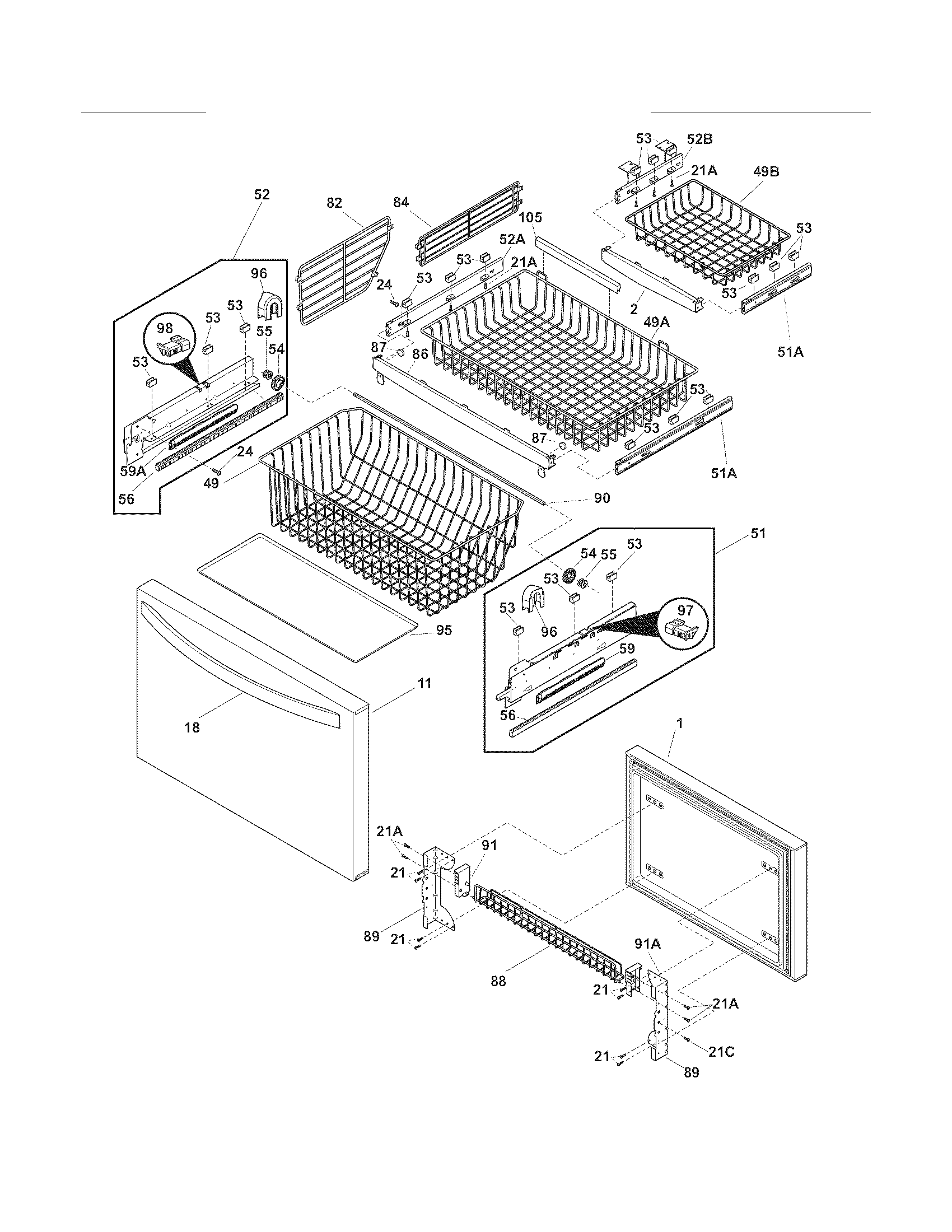 Freezer drawer/baskets