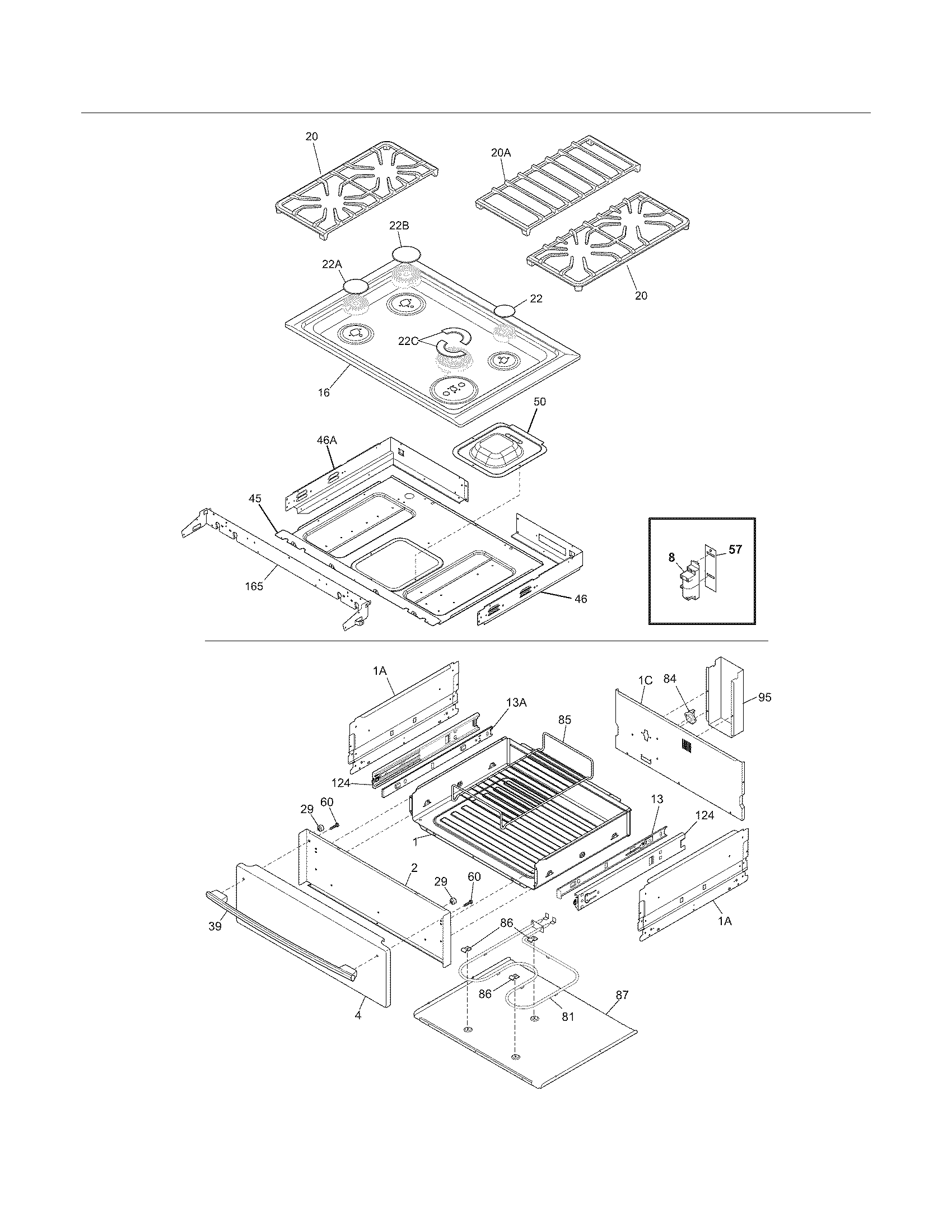 Main top/drawer