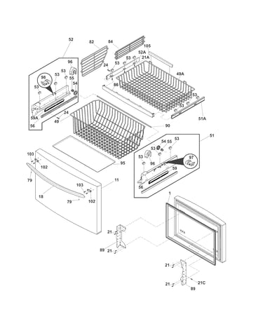 Freezer drawer, baskets