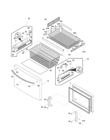 Freezer drawer, baskets