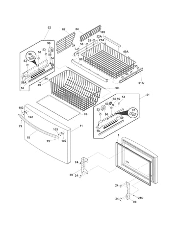 Freezer drawer, baskets