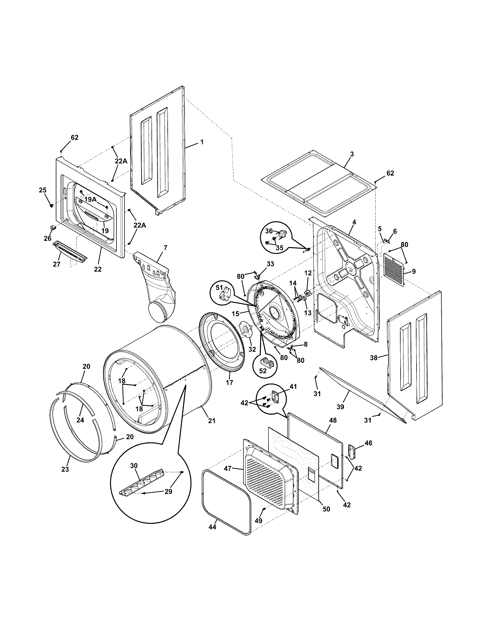 Upper cabinet/drum/heater