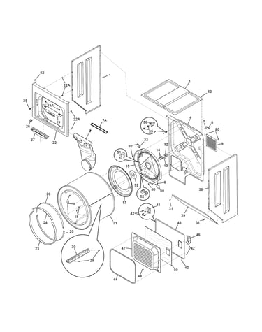 Upper cabinet/drum/heater