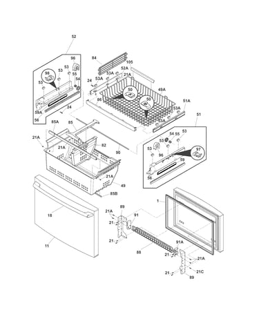 Freezer drawer, baskets