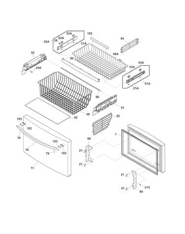 Freezer drawer, baskets