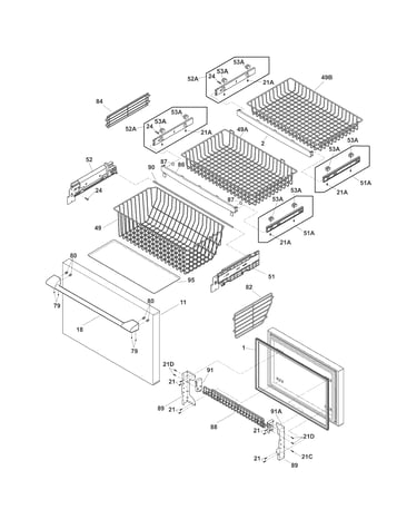 Freezer drawer, baskets