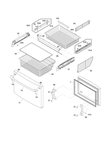 Freezer drawer, baskets