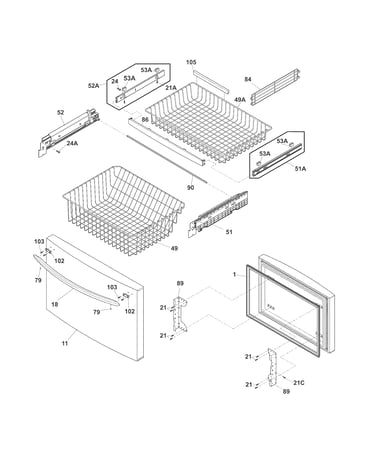Freezer drawer, baskets