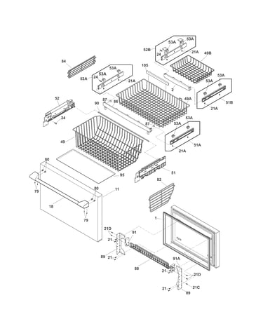 Freezer drawer, baskets